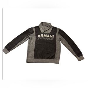Armani Exchange - Black and Gray Men's Shawl Collar Sweater - Size XL - EUC